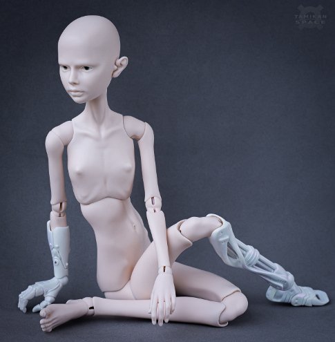 Tamikan Space Gal Alpha, Stanced torso, Arctic skin tone, cyborg limbs
