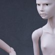 Tamikan Space Gal Alpha, both faceplates, Stanced torso, Arctic skin tone, cyborg limbs
